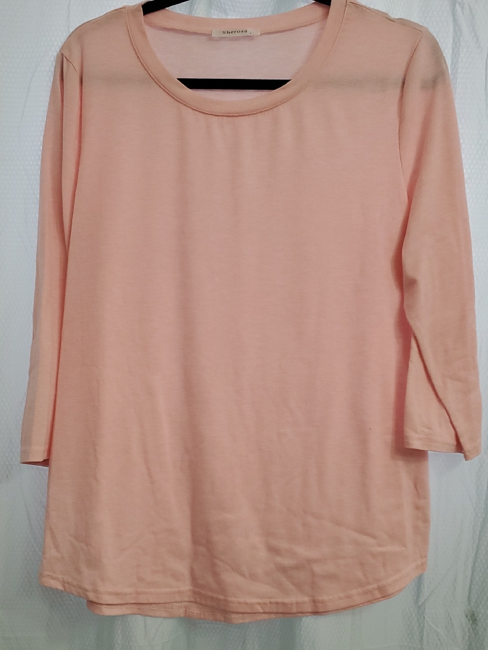 Sherosa Women's 3/4 Sleeve Pink Tee. Size Large. LN